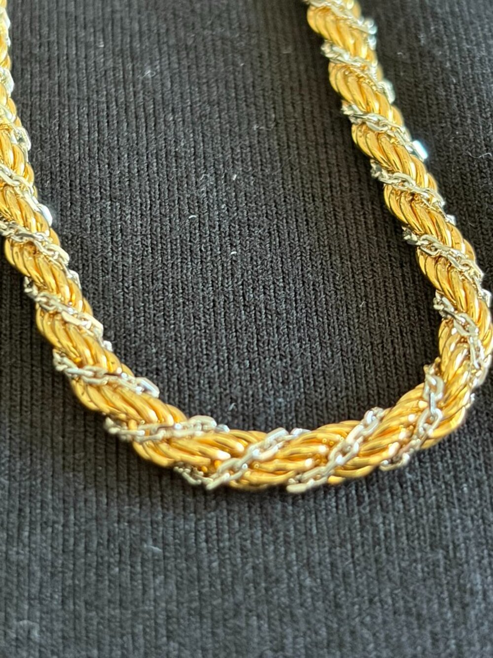Vintage Monet Gold and Silver Twisted Rope Chain Necklace - 27.5"